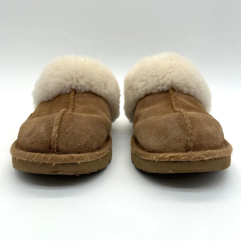 UGG Cozy II Slippers Kids 2 Chestnut Brown Suede Sheepskin Wool Slip On 1019065K